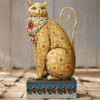 Jim Shore Cat With Red Flower On Chest Garden Statue 4007764